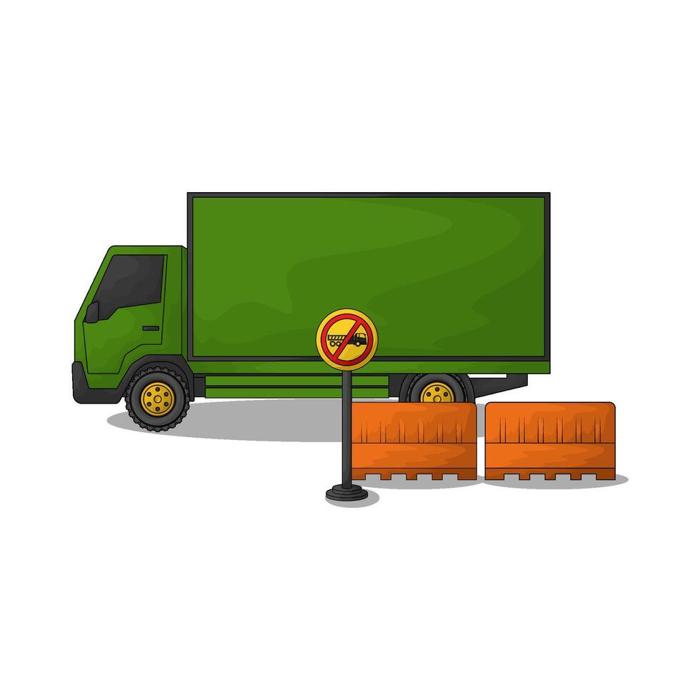 truck and road barrier vector