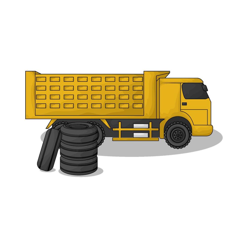 truck with tire illustration vector