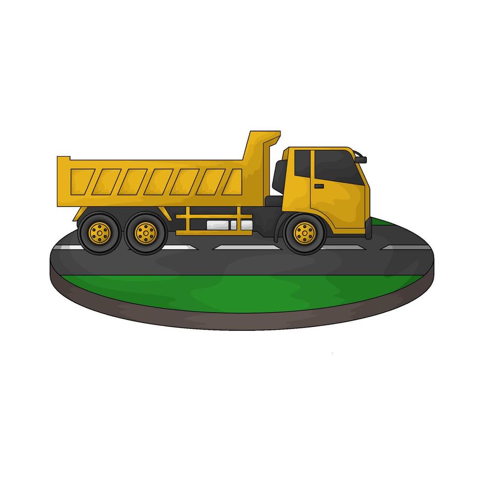 yellow truck on the road vector