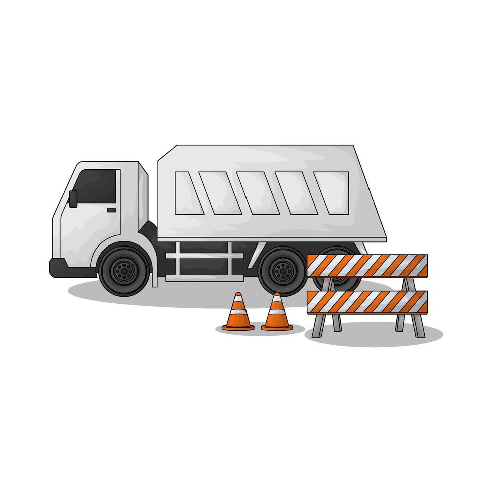 white truck with barrier illustration vector