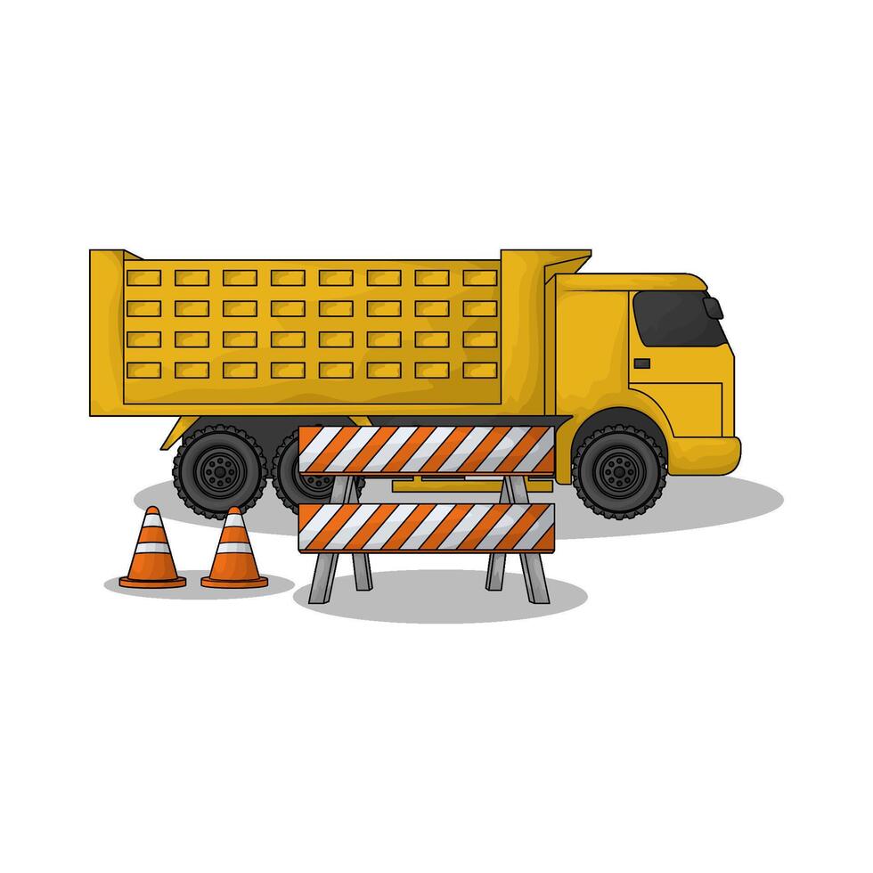 truck and barrier illustration vector