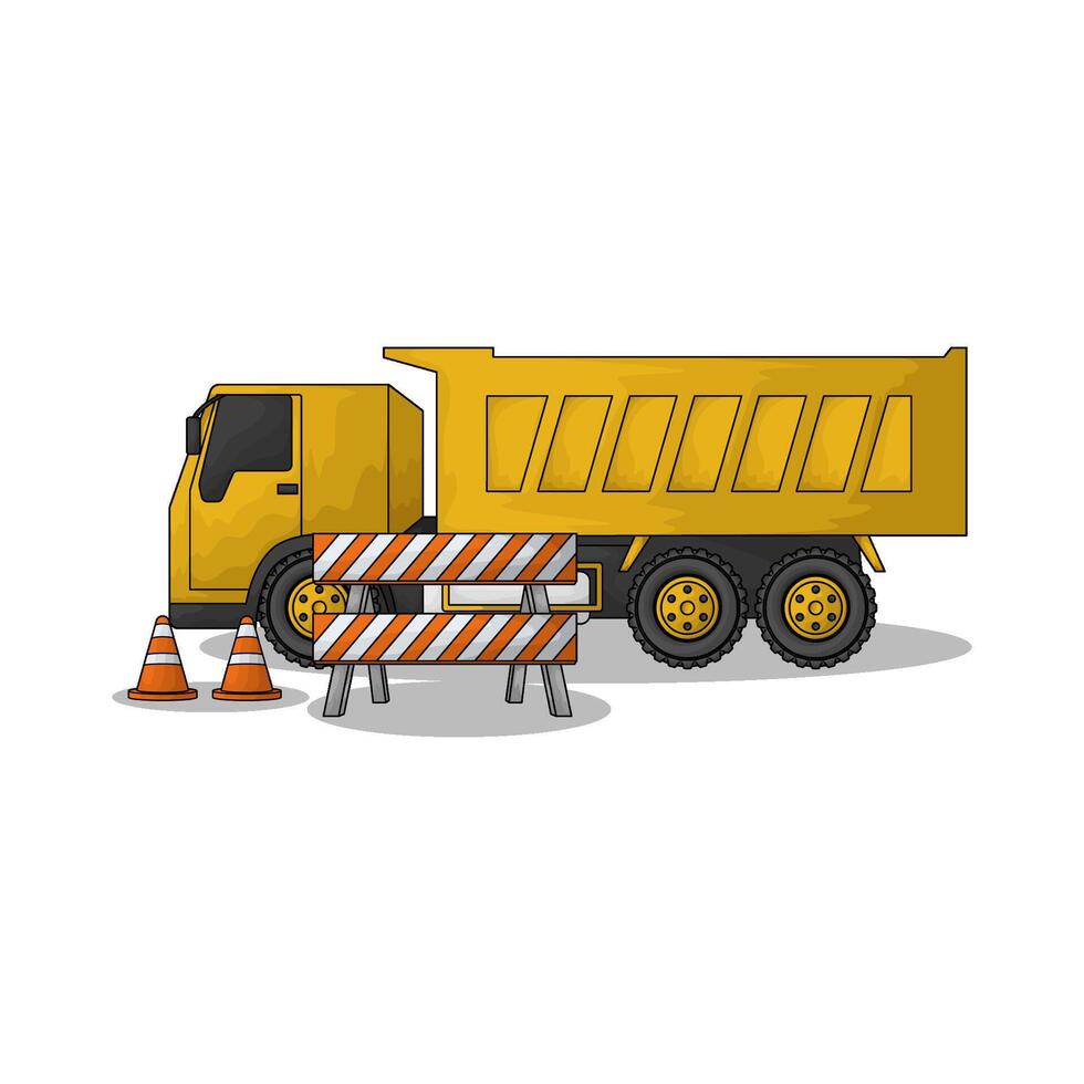 illustration of truck and barrier vector