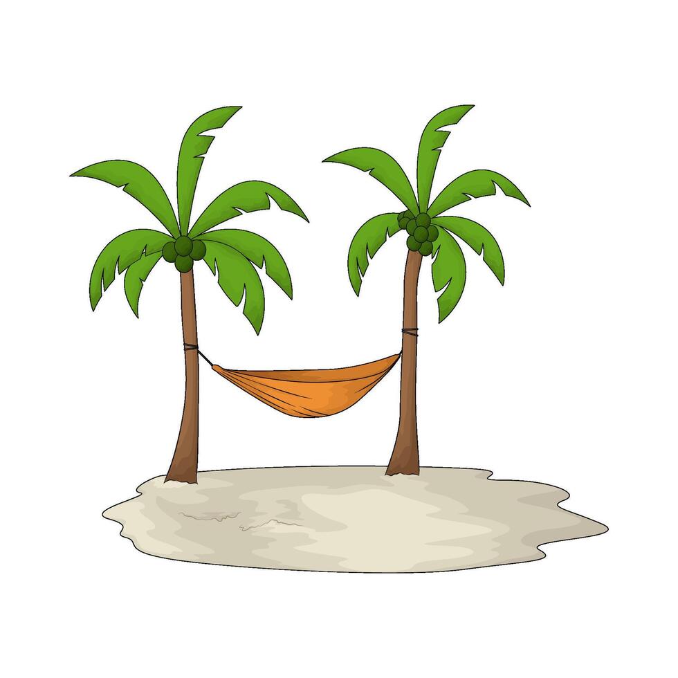 hammock on coconut trees illustration vector