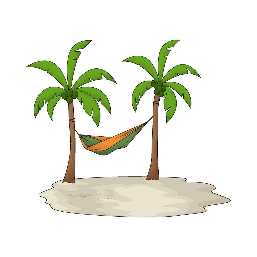 hammock on coconut tree illustration vector