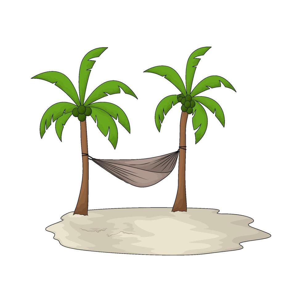 hammock on a coconut tree vector