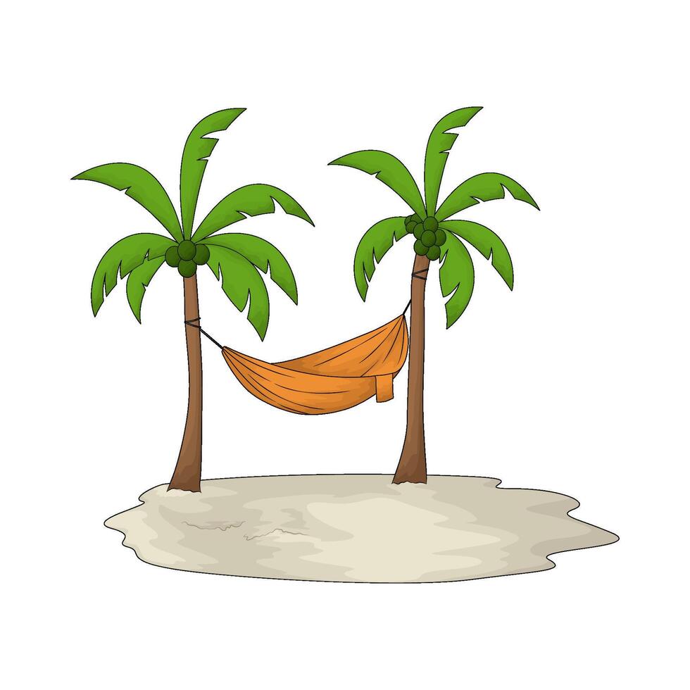 illustration of hammock on beach vector