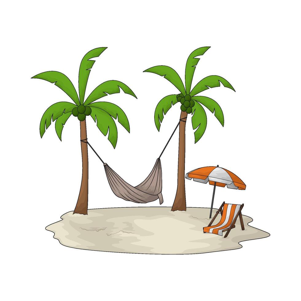 hammock with beach chair illustration vector