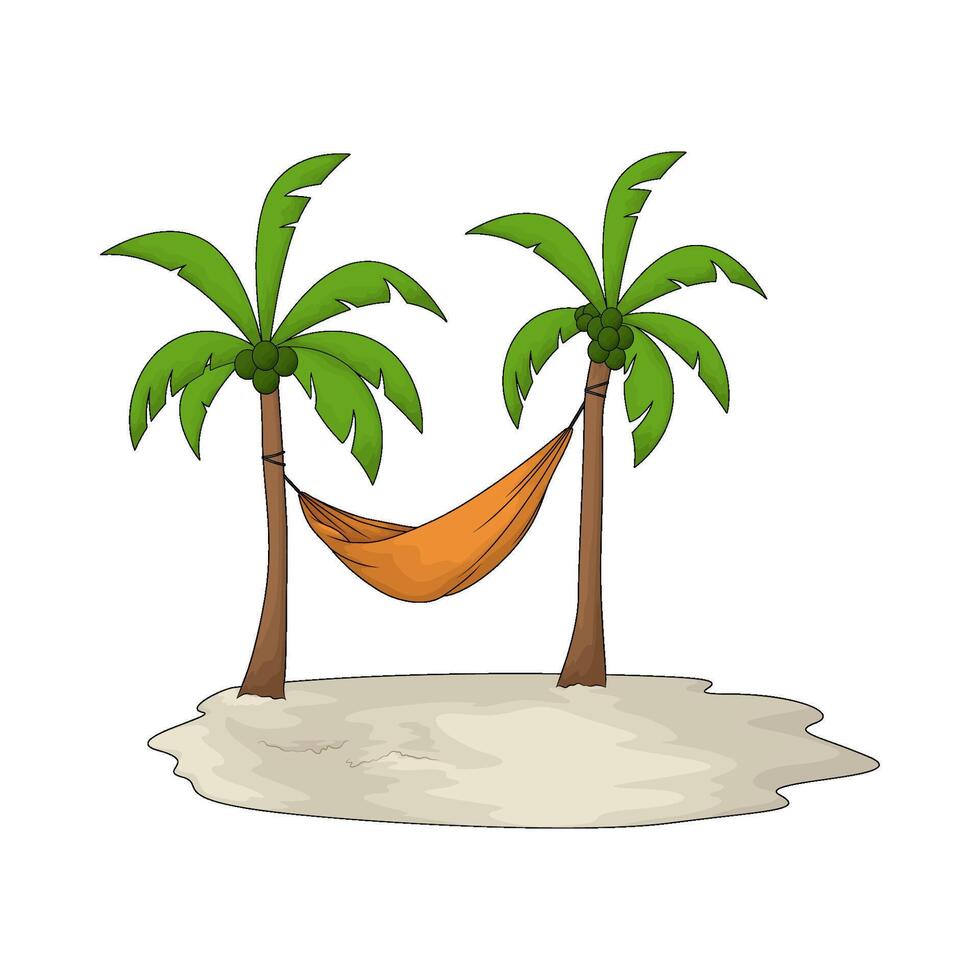 illustration of best orange hammock on a coconut tree vector