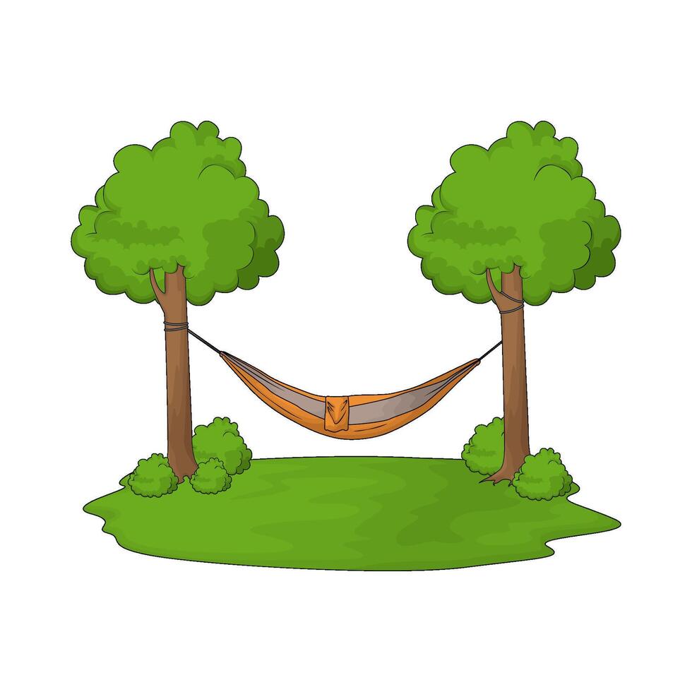 illustration of best orange hammock on tree vector