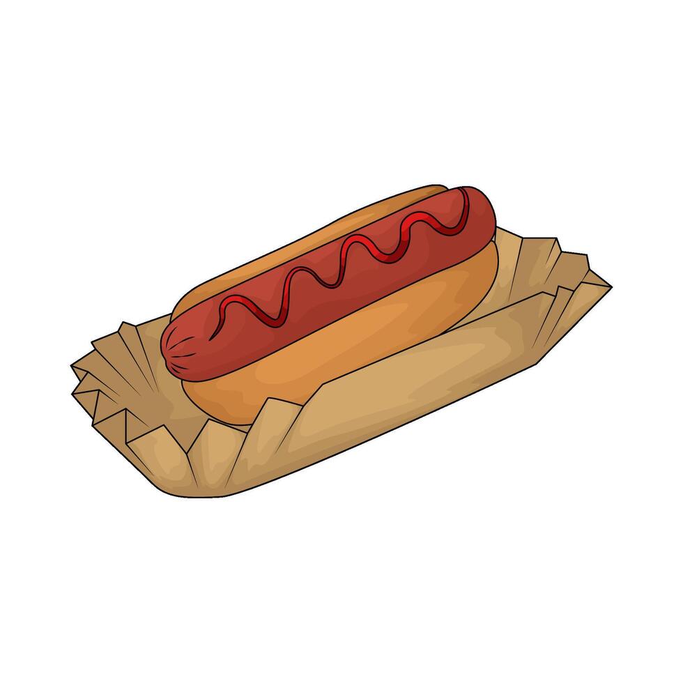 illustration of hotdog with hot sauce vector