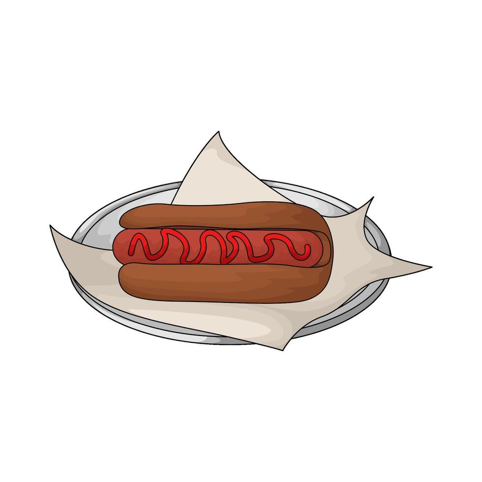 hotdog on a plate illustration vector