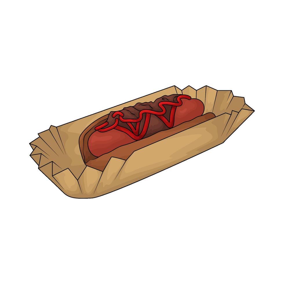 hotdog and chili sauce vector
