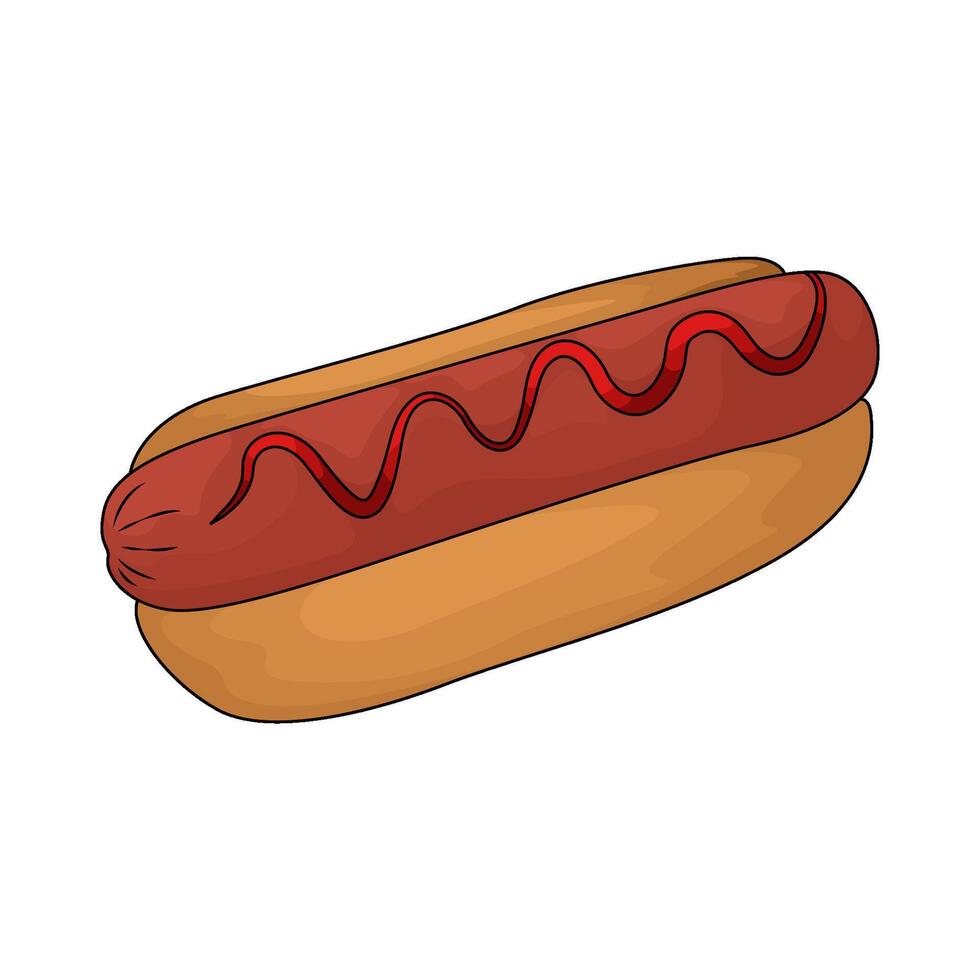 hotdog with chili sauce illustration vector