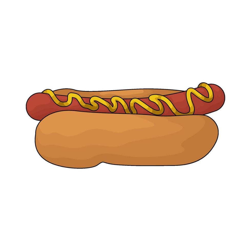 hotdog and mustard sauce illustration vector
