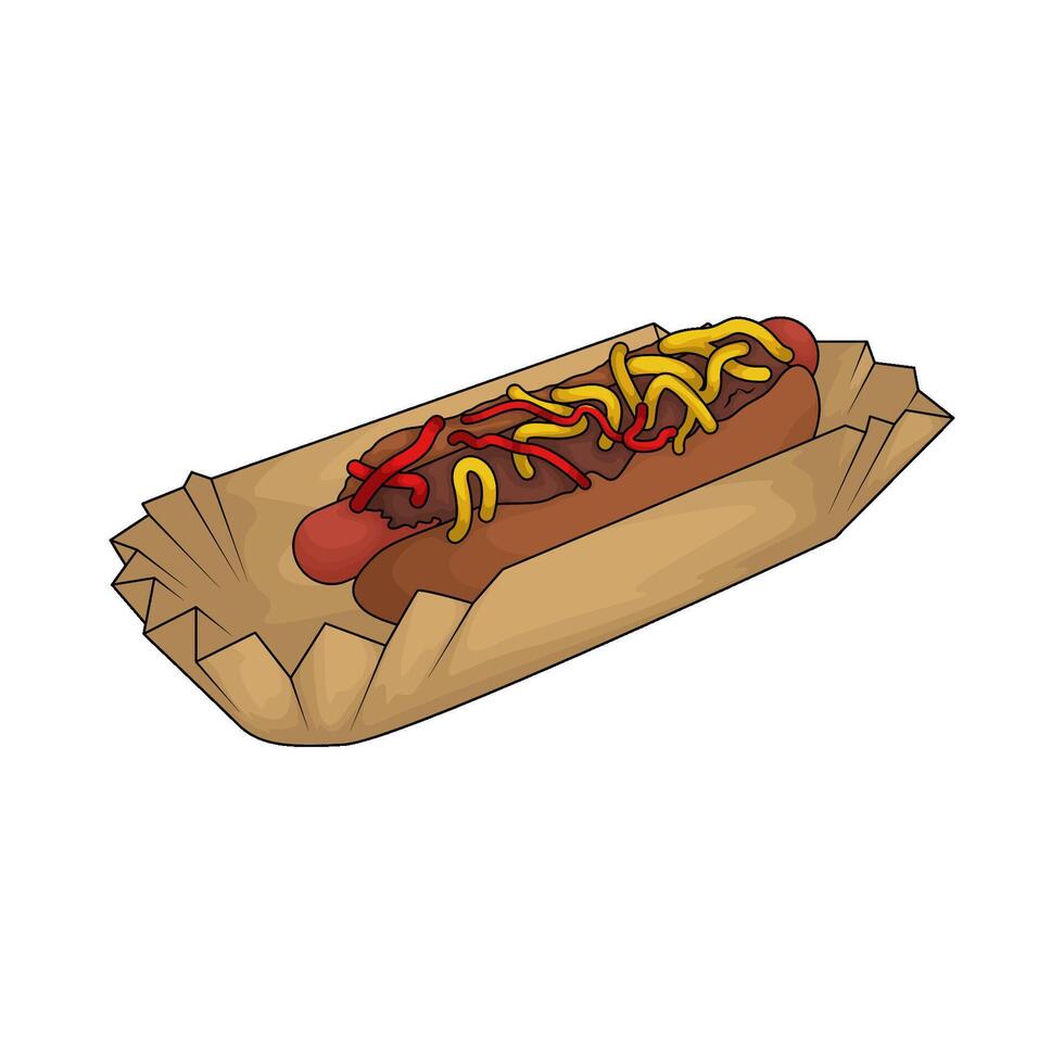 delicious hotdog with sauce vector
