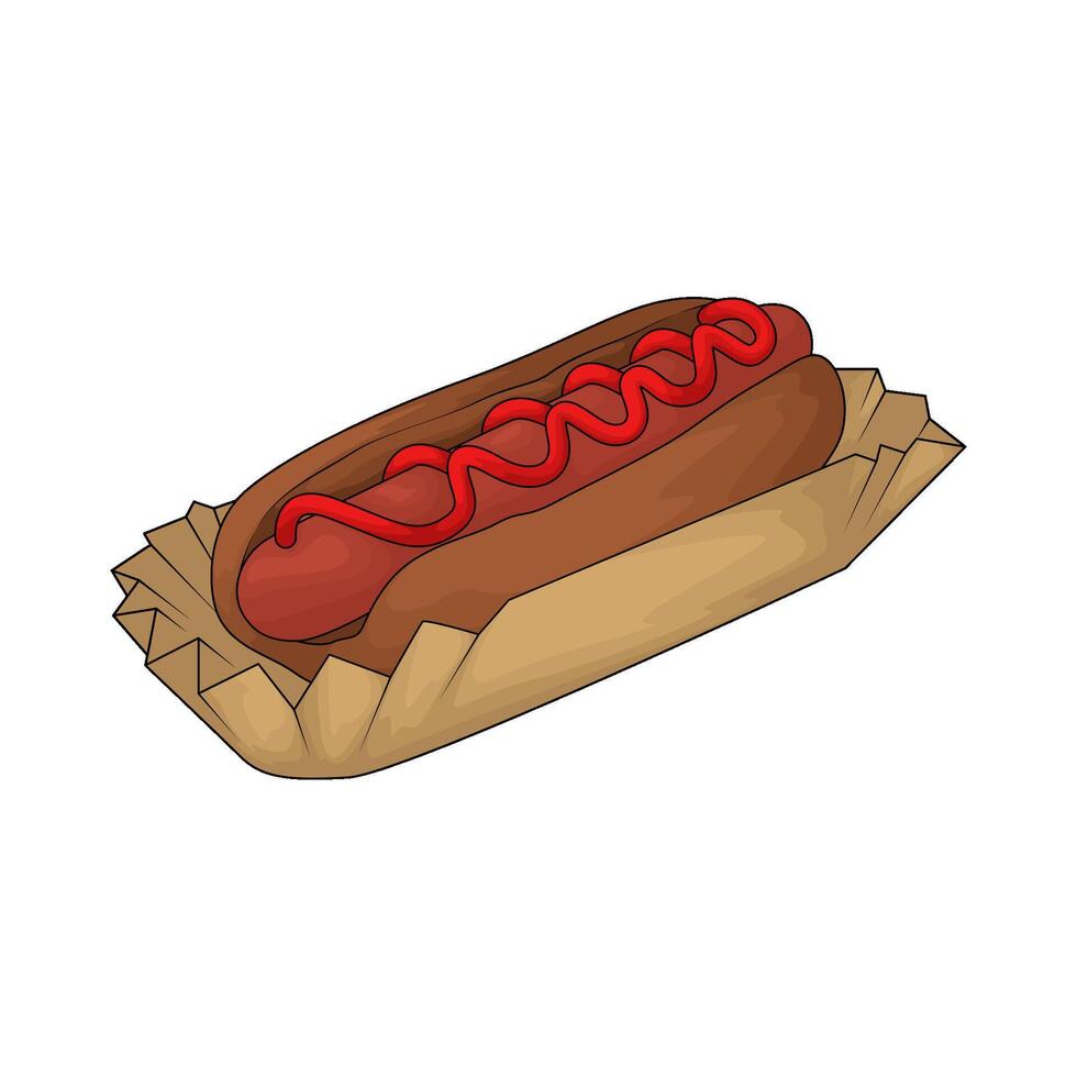 illustration of hotdog with chili sauce vector