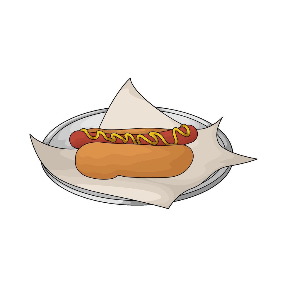 illustration of hotdog on a plate vector