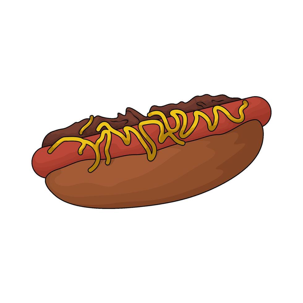 hotdog and mustard sauce vector