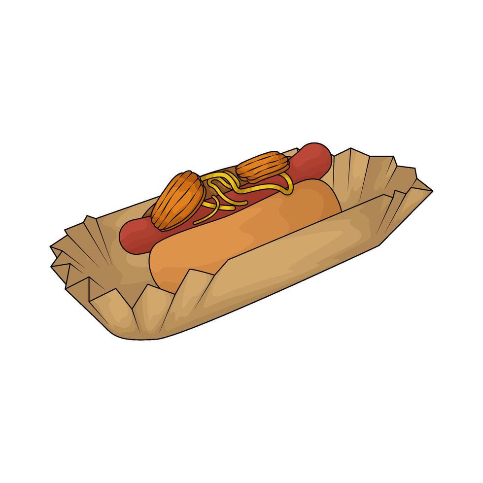 delicious hotdog with sauce illustration vector