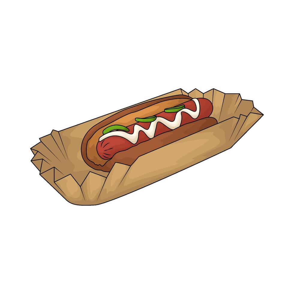 illustration of hotdog with mayonnaise vector