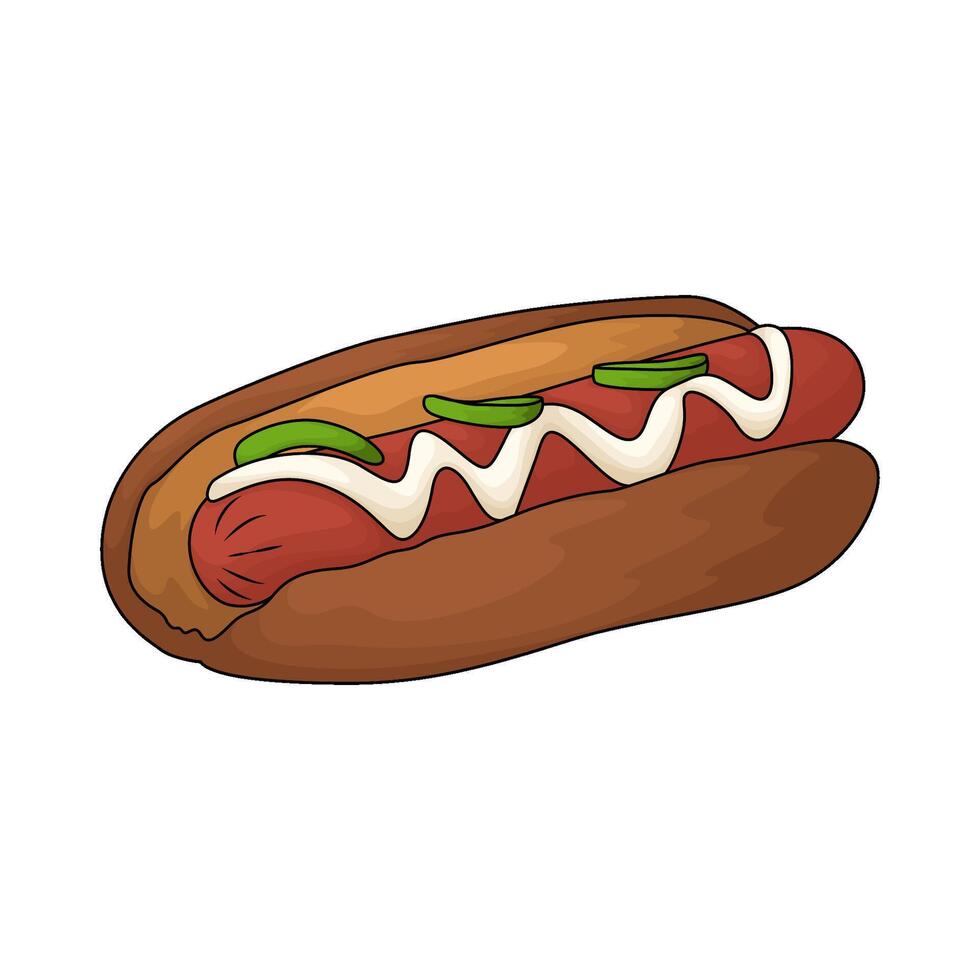 hotdog with mayonnaise vector