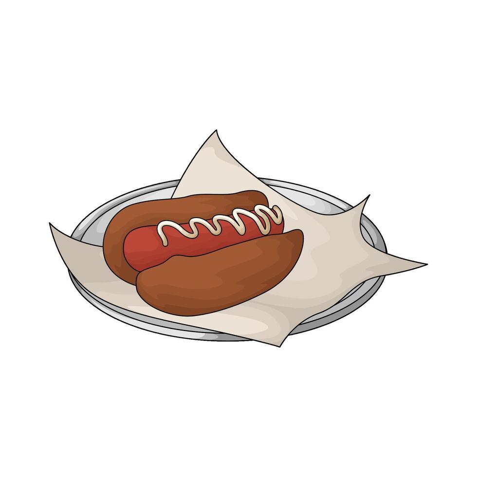 hotdog on a plate vector