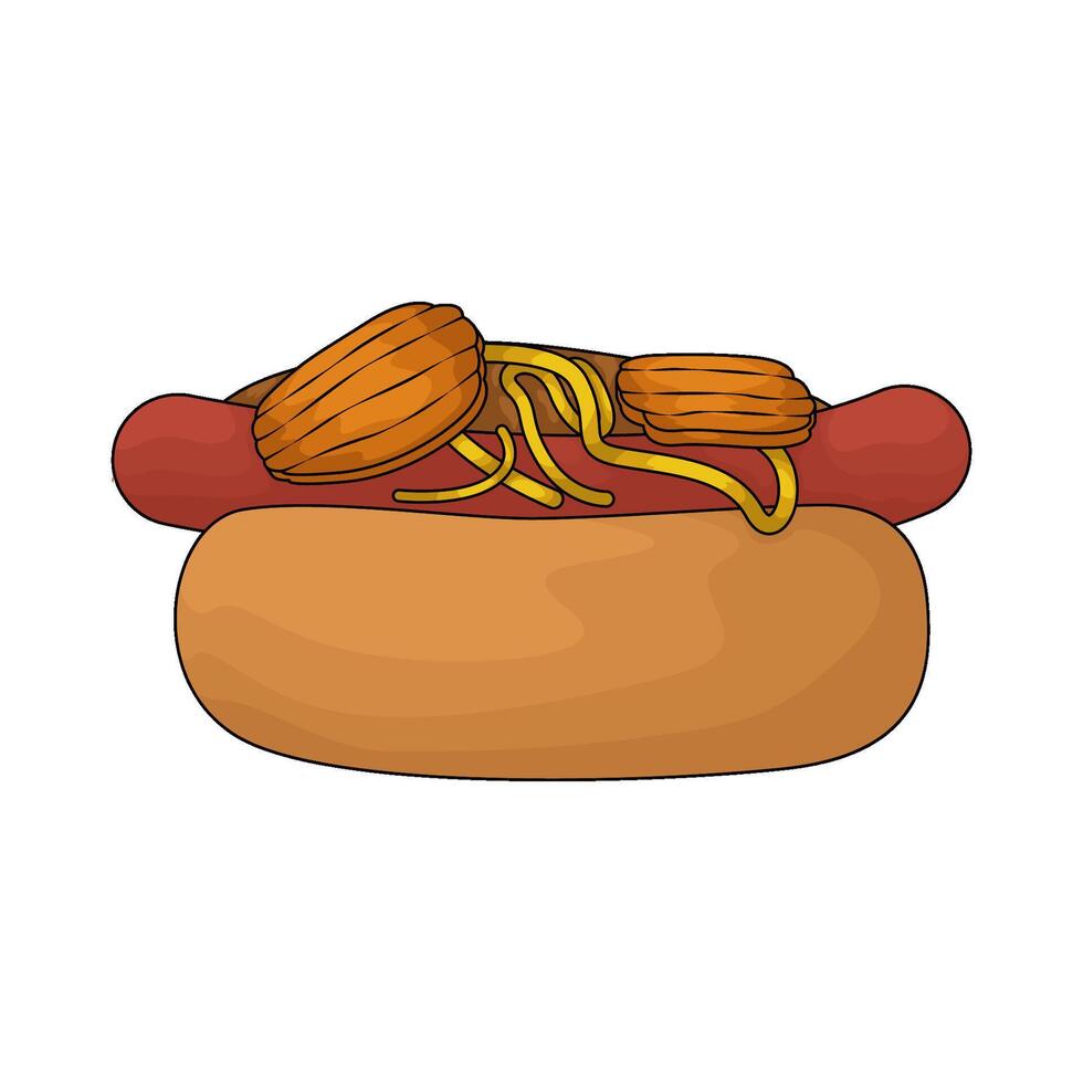 delicious combination of flavors in a hotdog vector