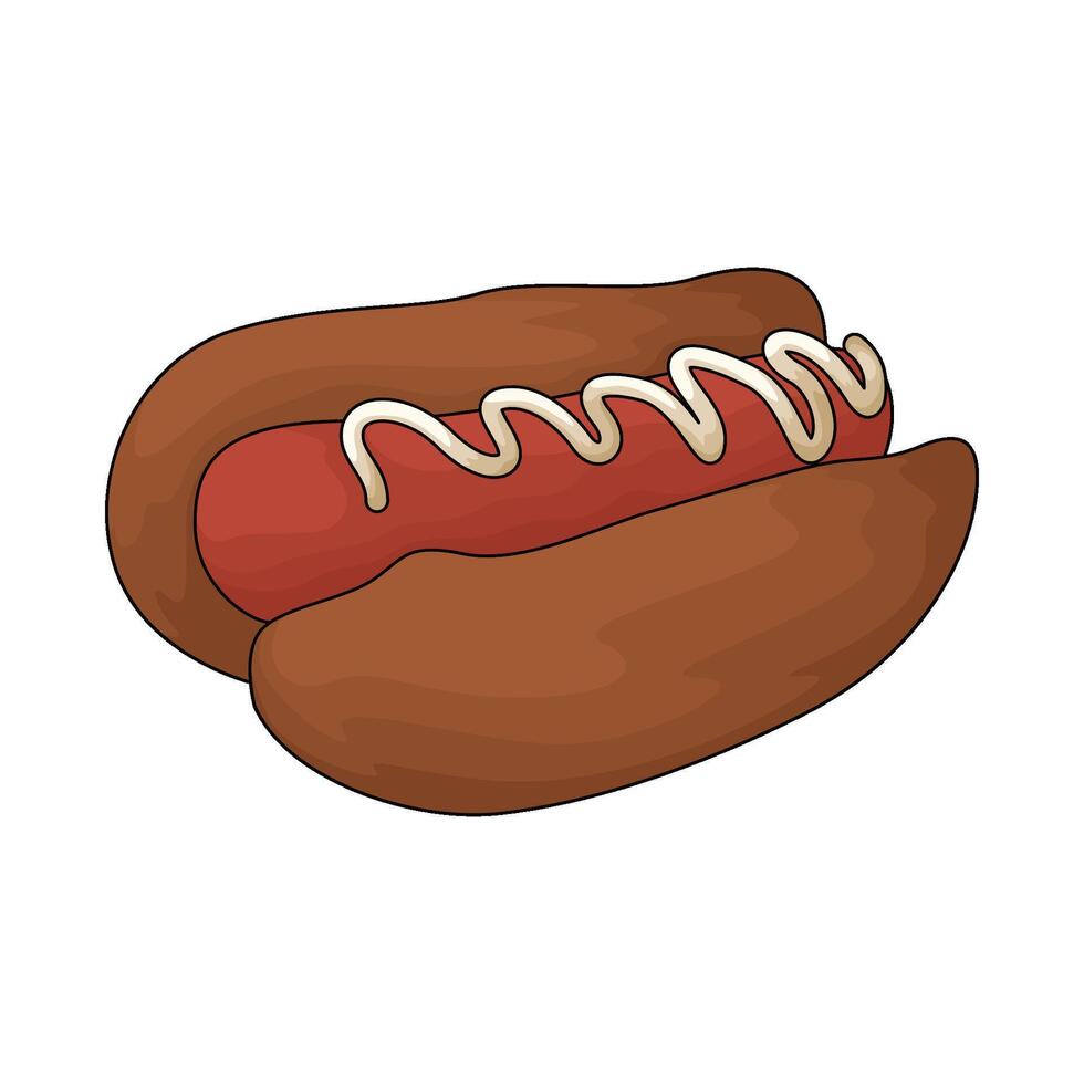 delicious hotdog with mayonnaise vector