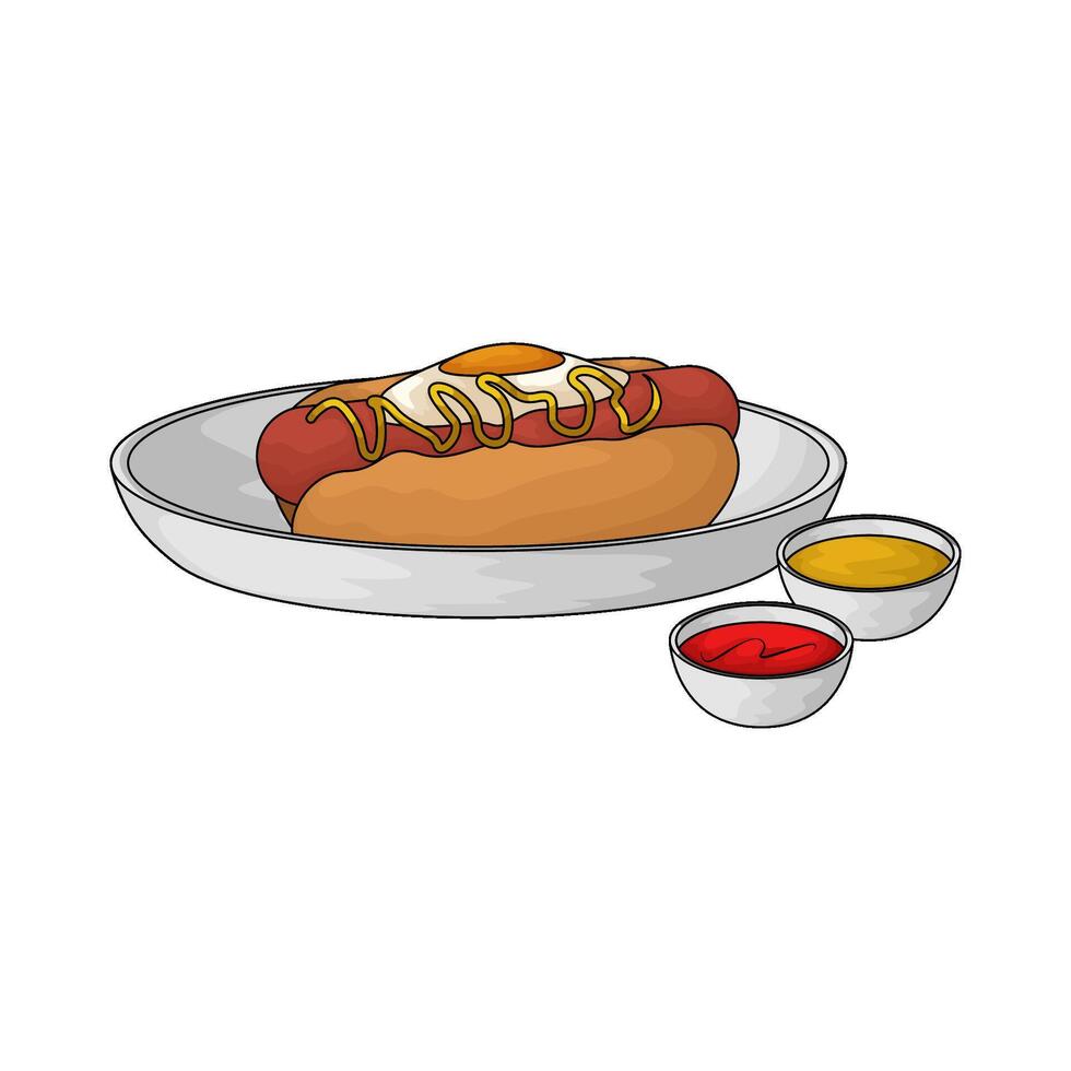 Hot dog with sauce vector