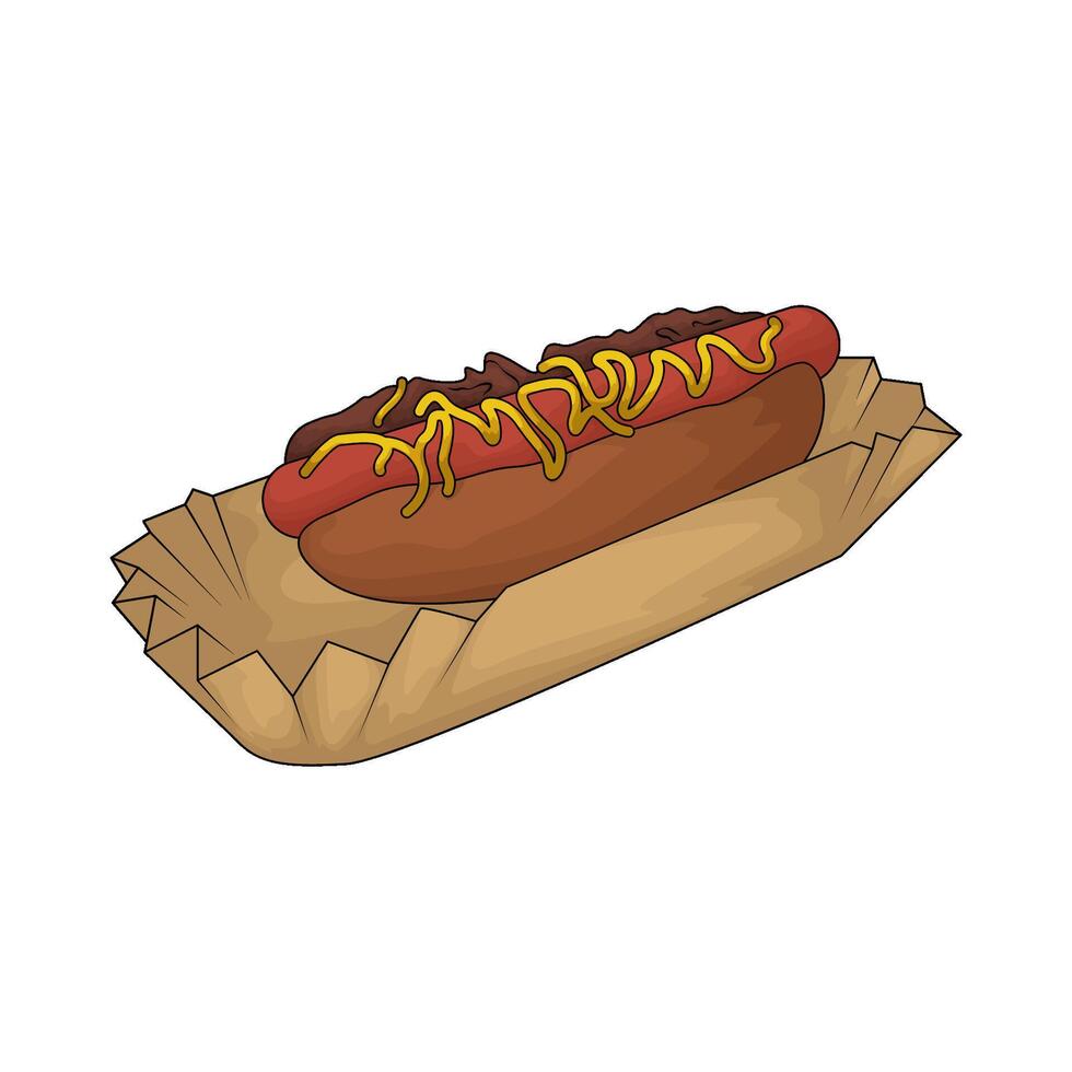 illustration of hotdog with mustard sauce looks delicious vector