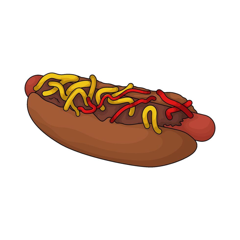 illustration of delicious combination of flavors in a hotdog vector