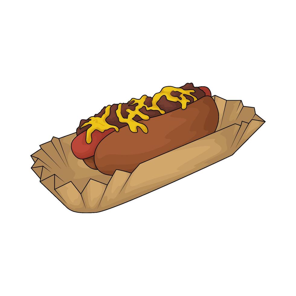 hotdog with mustard sauce looks delicious vector