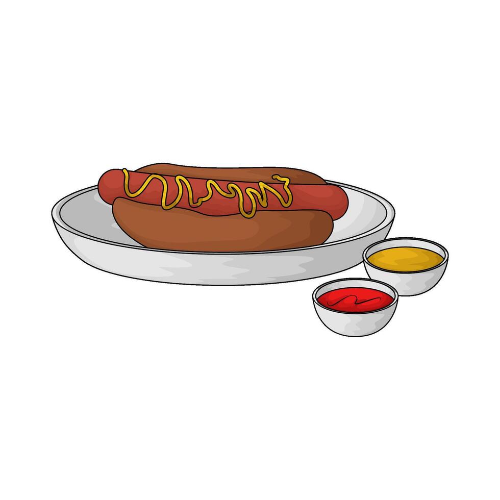 Hot dog with sauce illustration vector