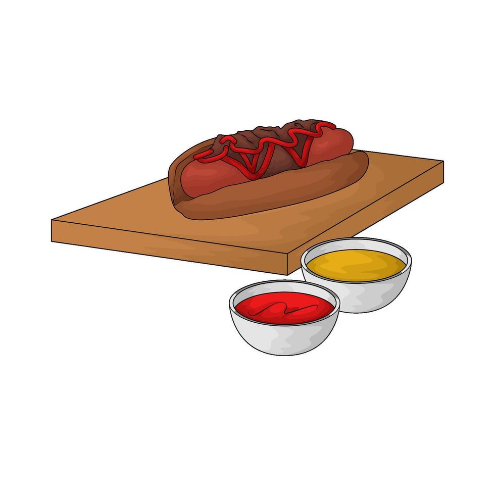 illustration of combination of flavors in a hotdog vector