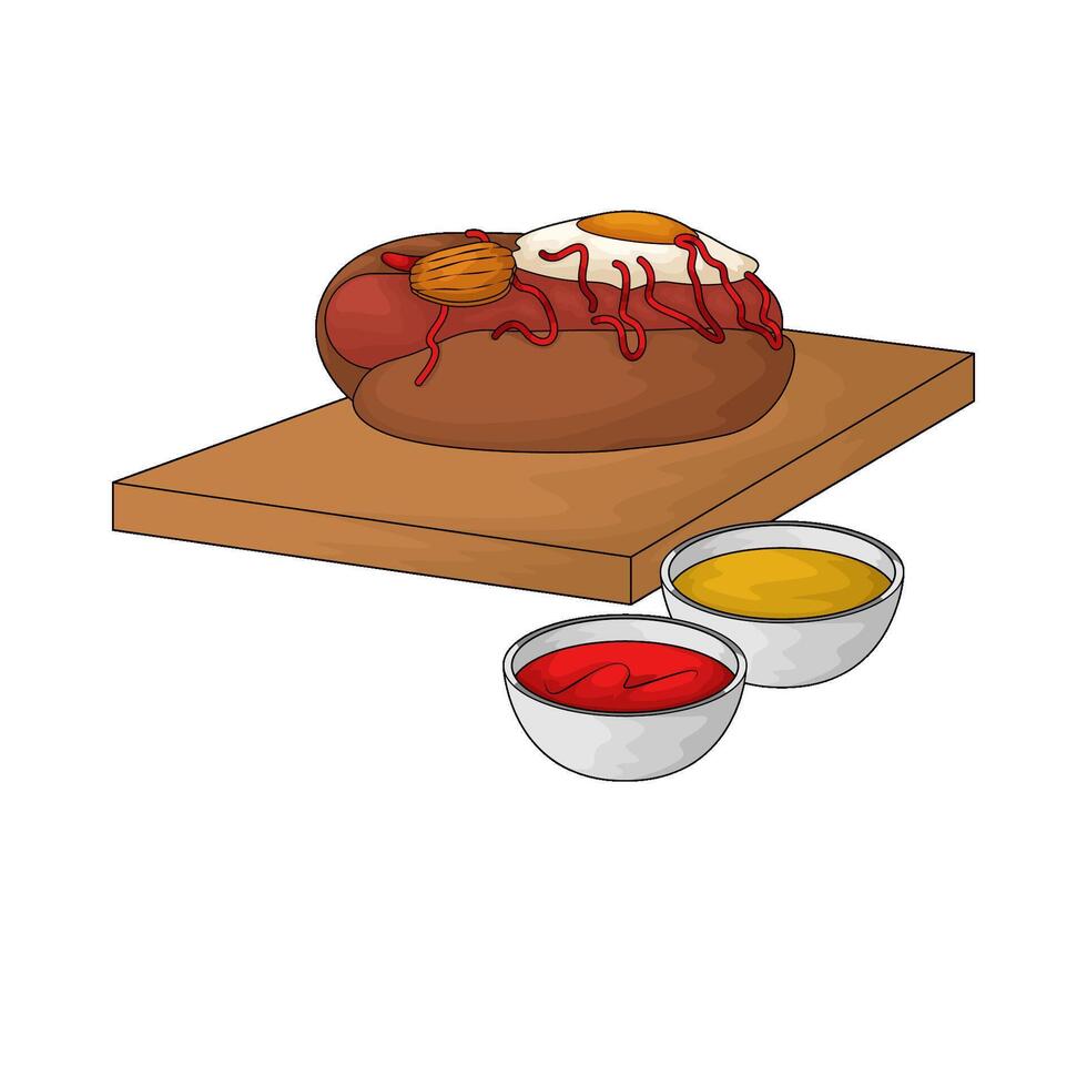 hotdog with egg illustration vector