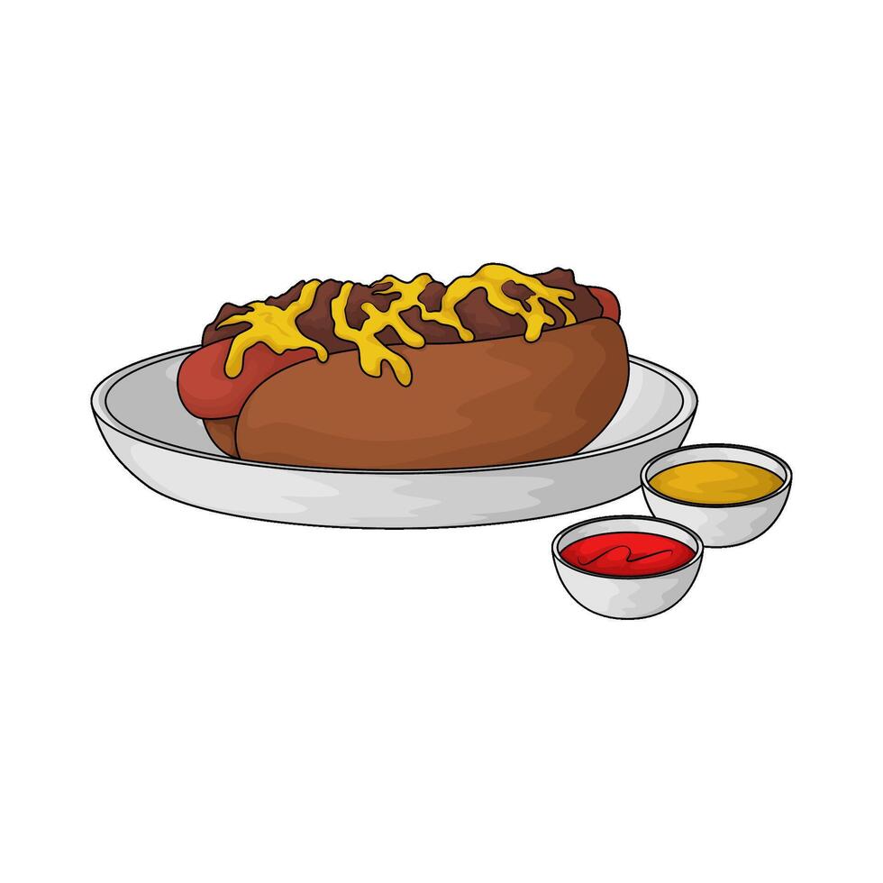 illustration of Hot dog and sauce vector