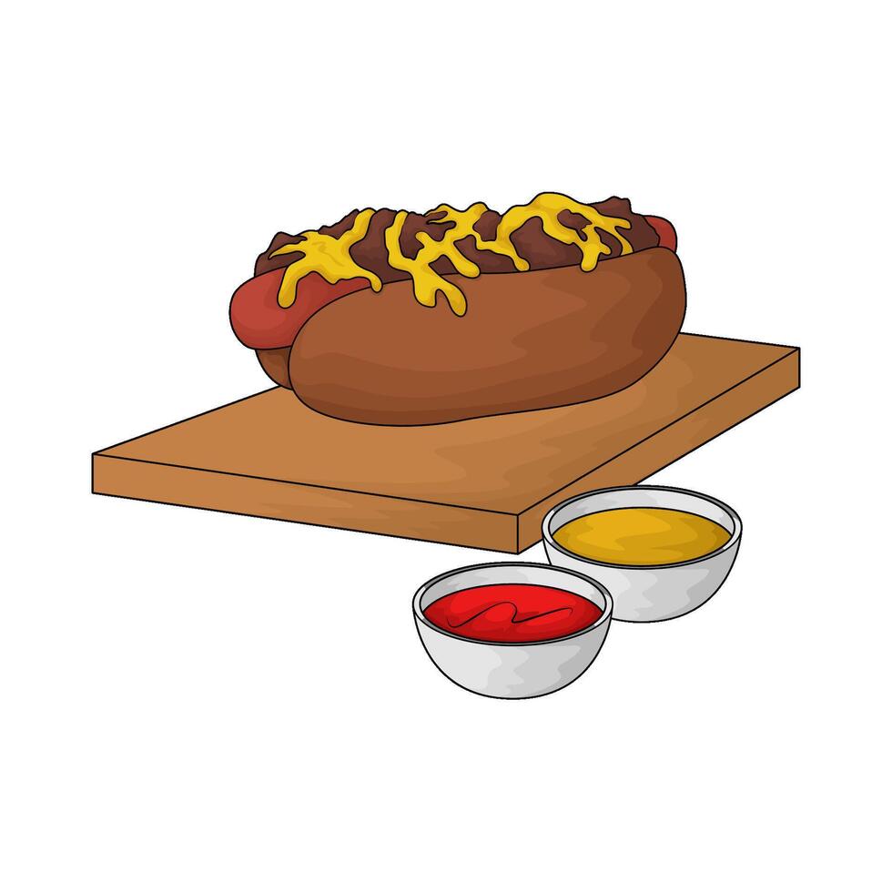 combination of flavors in a hotdog illustration vector