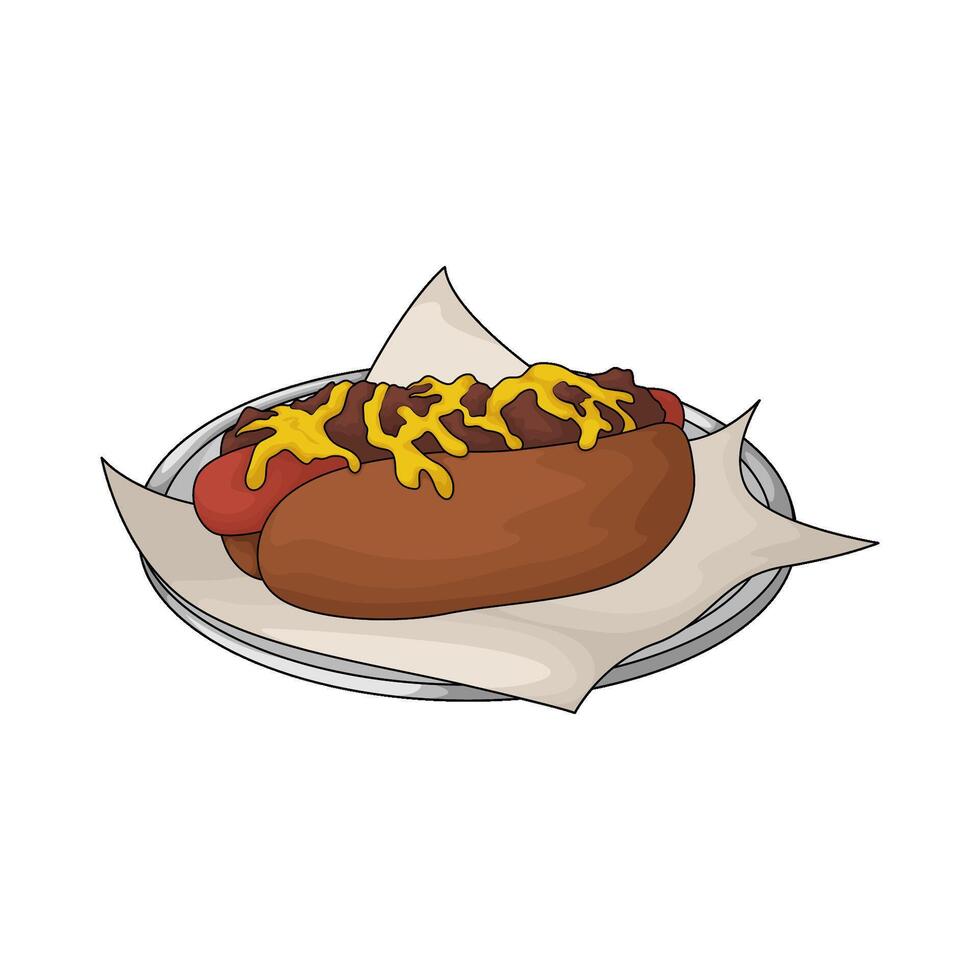hotdog with mustard sauce delicious illustration vector