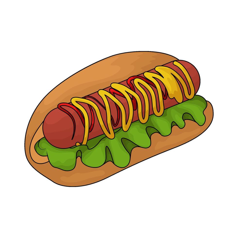 hotdog full of topping illustration vector