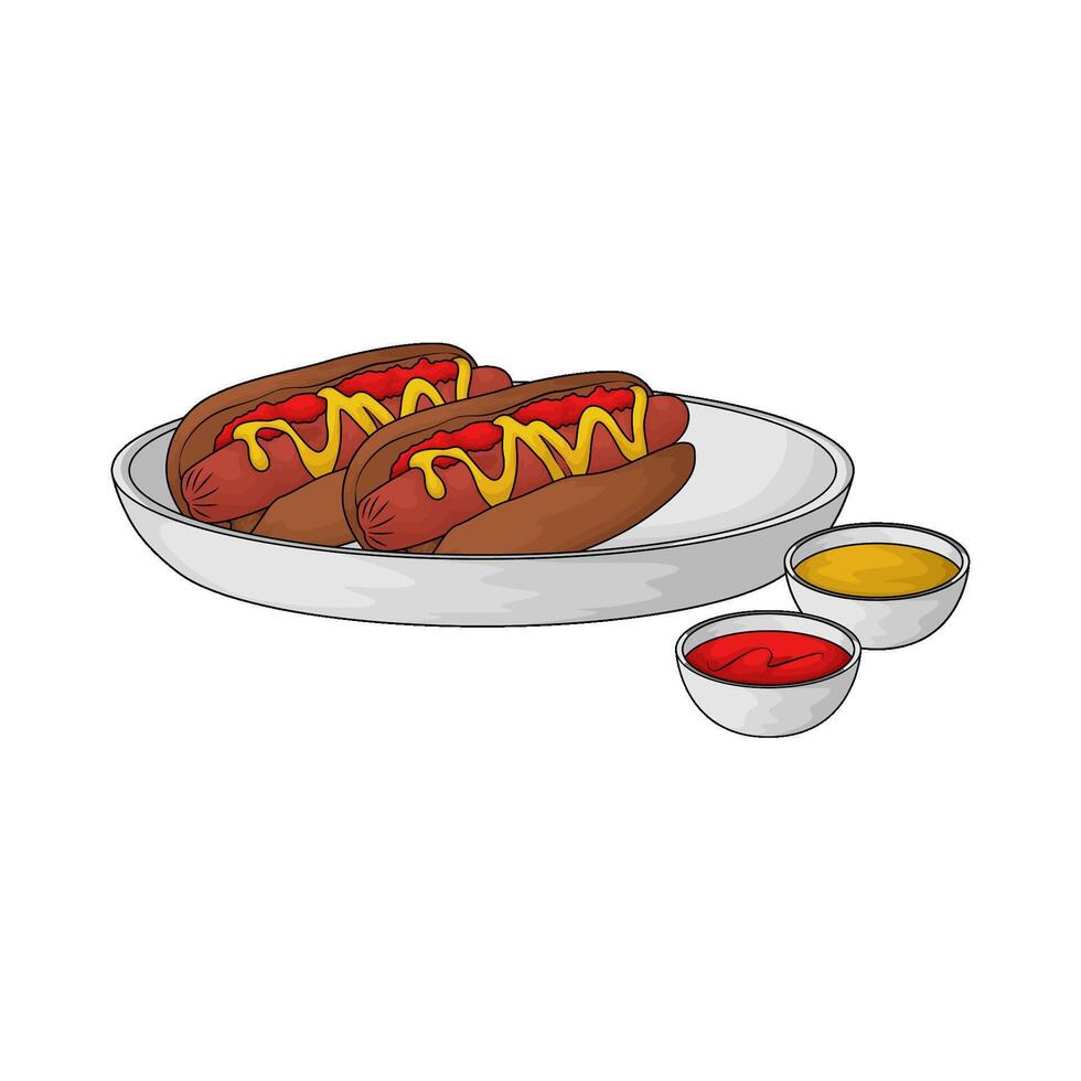 illustration of hotdog full of topping vector