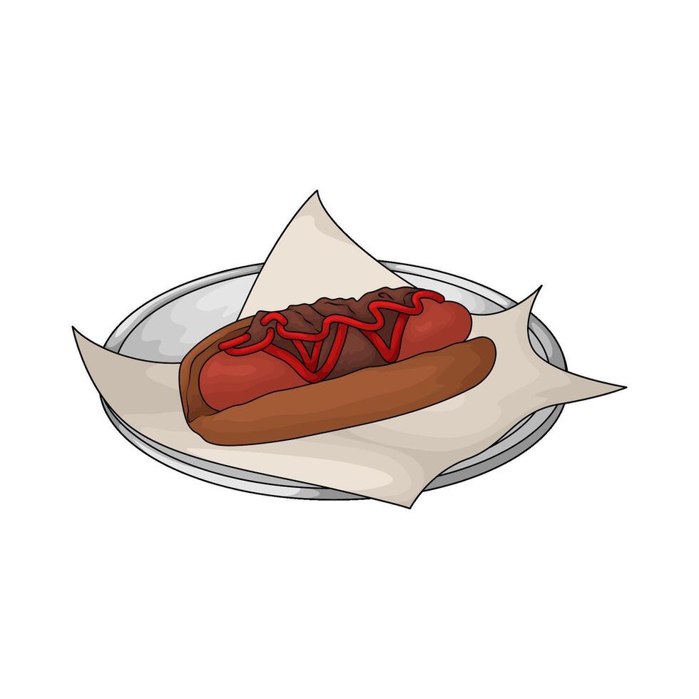 illustration of hotdog with hot sauce delicious vector