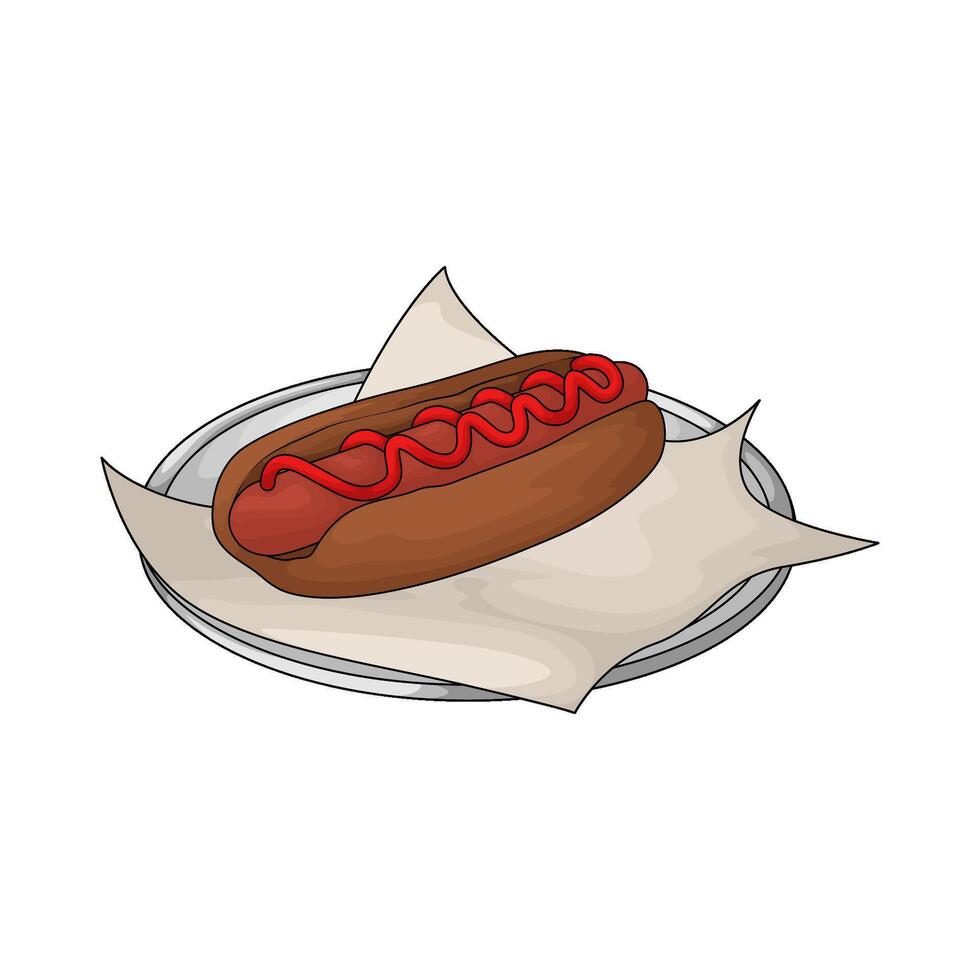 hotdog with hot sauce delicious vector
