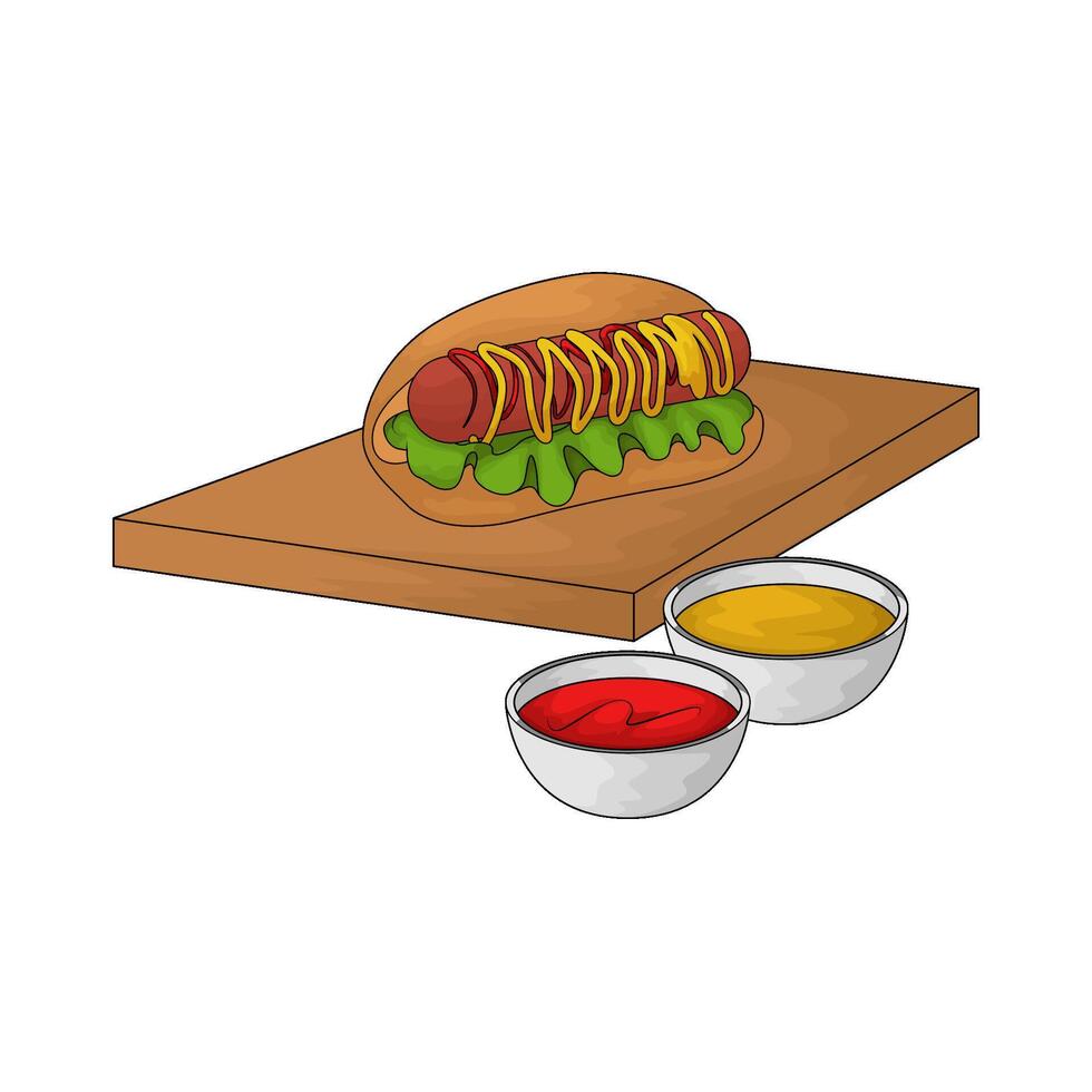 hotdog full of toppings vector