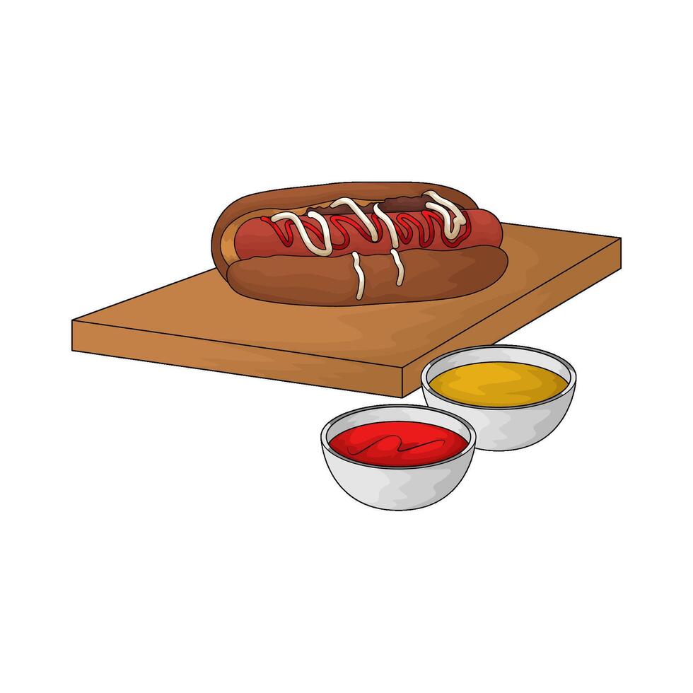hotdog with two sauce illustration vector