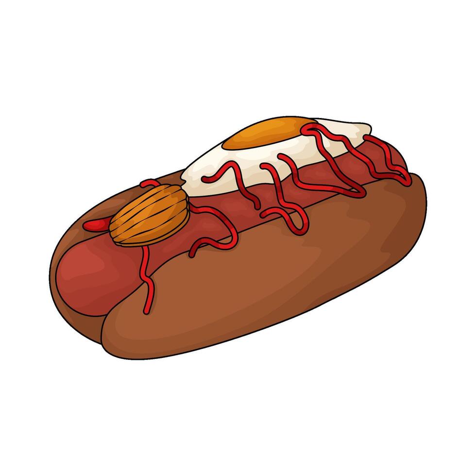 spicy hotdog with egg vector