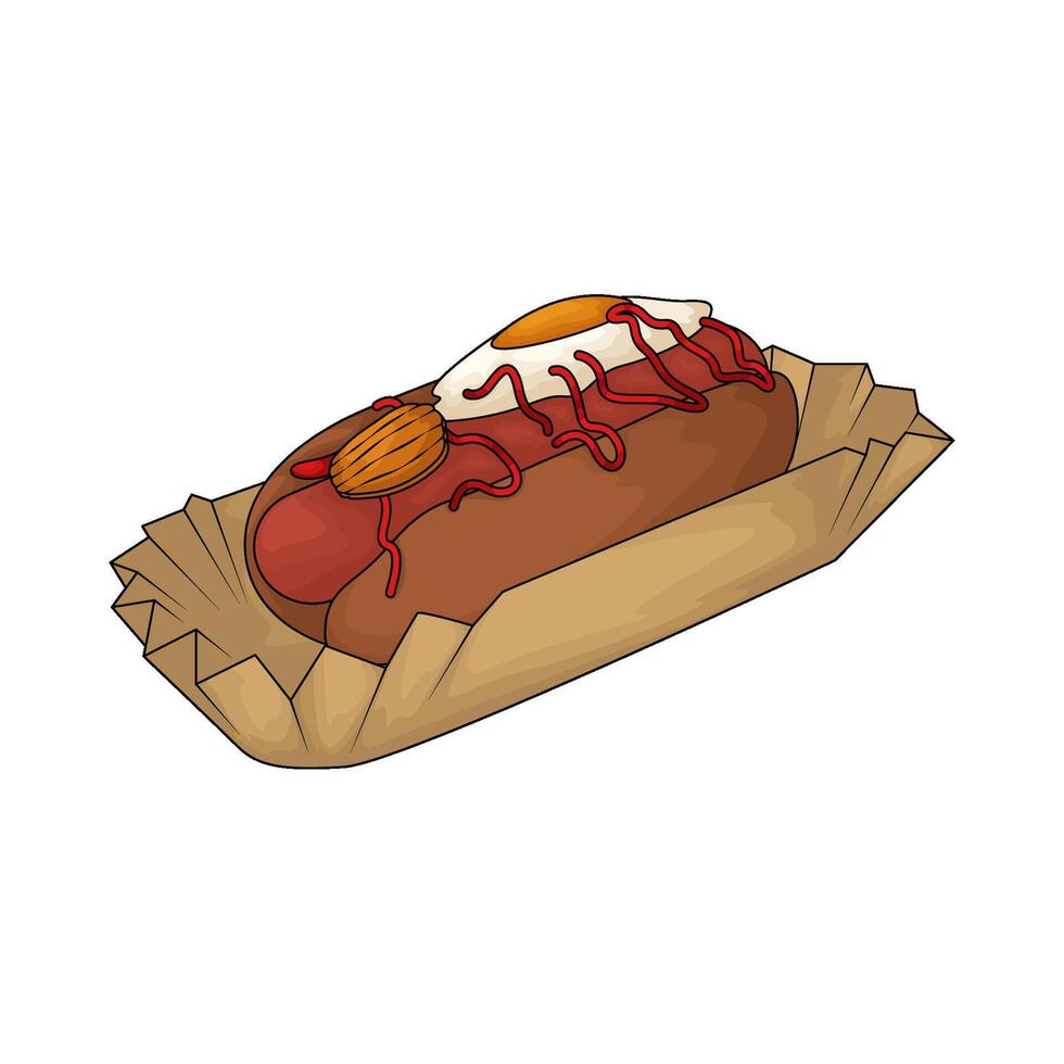 illustration of spicy hotdog with egg vector