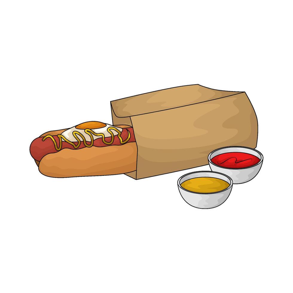 hotdog and two sauce vector