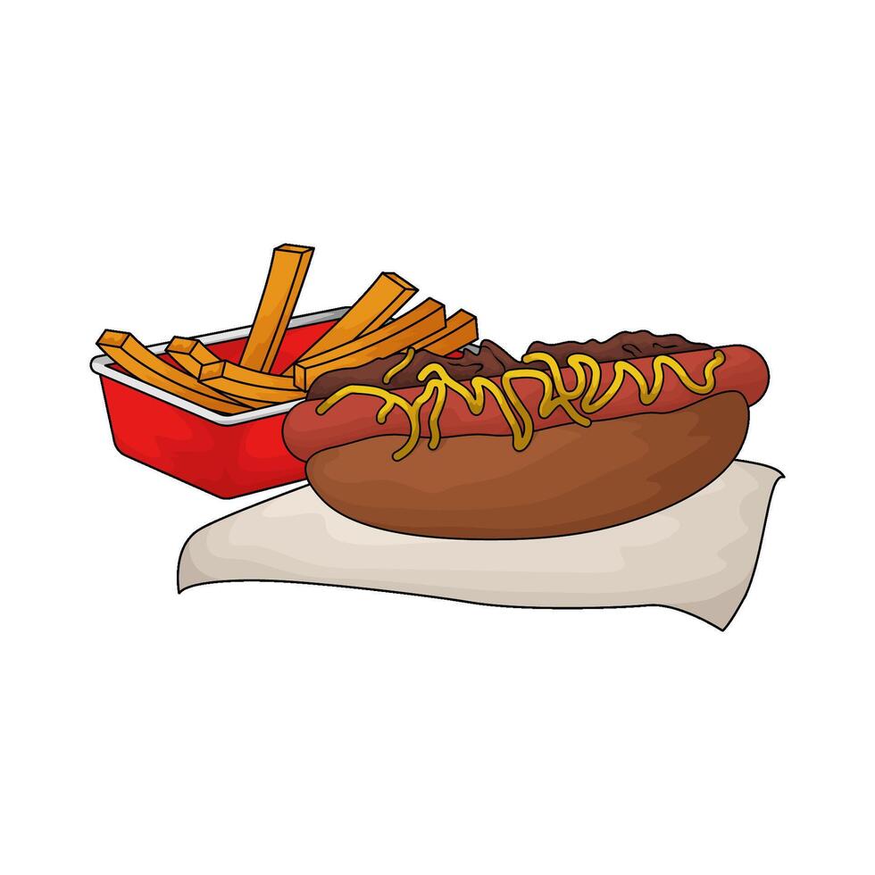 crispy fries and hotdogs vector