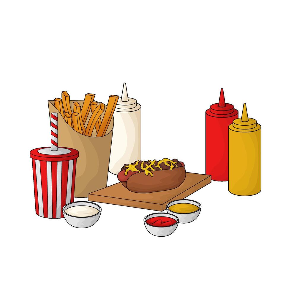 fast food and drink illustration vector