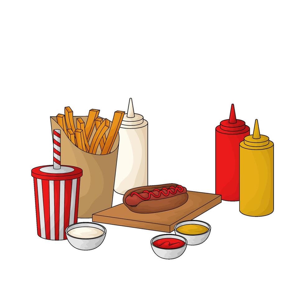 fast food and drinks vector